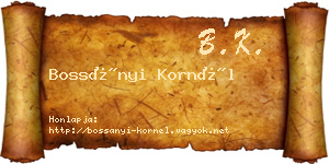 Bossányi Kornél névjegykártya