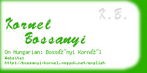 kornel bossanyi business card